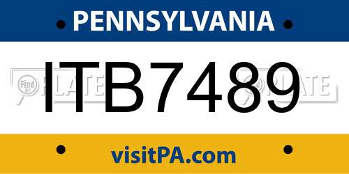 ITB7489 Pennsylvania License Plate