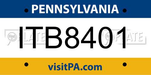 ITB8401 Pennsylvania License Plate