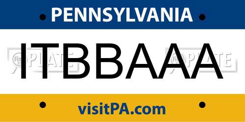 ITBBAAA Pennsylvania License Plate