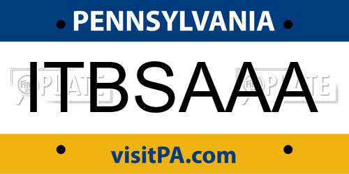 ITBSAAA Pennsylvania License Plate