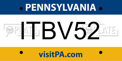 ITBV52 Pennsylvania License Plate