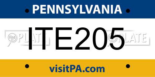 ITE205 Pennsylvania License Plate