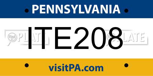 ITE208 Pennsylvania License Plate
