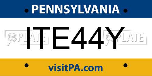 ITE44Y Pennsylvania License Plate