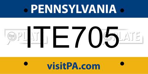 ITE705 Pennsylvania License Plate