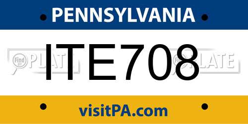 ITE708 Pennsylvania License Plate