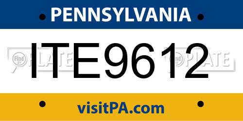 ITE9612 Pennsylvania License Plate
