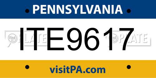 ITE9617 Pennsylvania License Plate