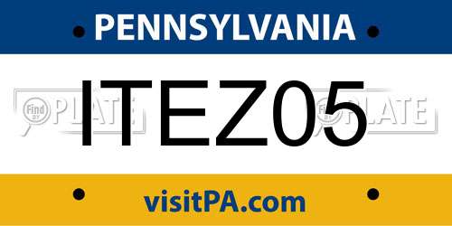 ITEZ05 Pennsylvania License Plate