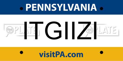 ITGIIZI Pennsylvania License Plate