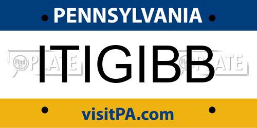 ITIGIBB Pennsylvania License Plate