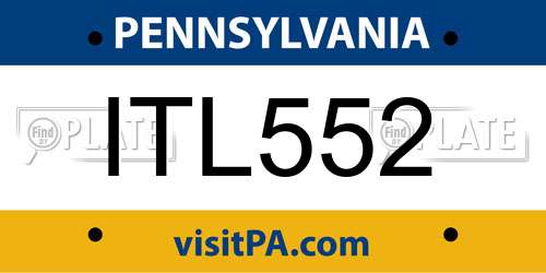 ITL552 Pennsylvania License Plate