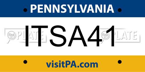 ITSA41 Pennsylvania License Plate