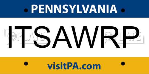 ITSAWRP Pennsylvania License Plate