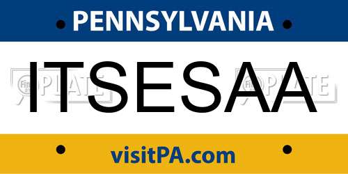 ITSESAA Pennsylvania License Plate