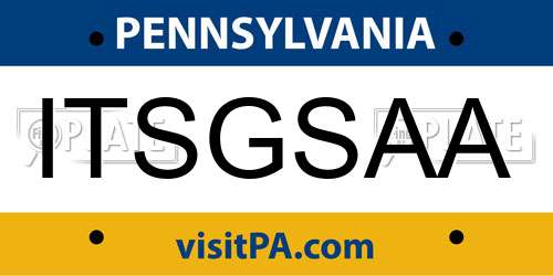 ITSGSAA Pennsylvania License Plate