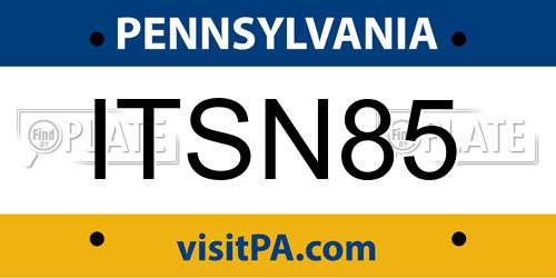 ITSN85 Pennsylvania License Plate