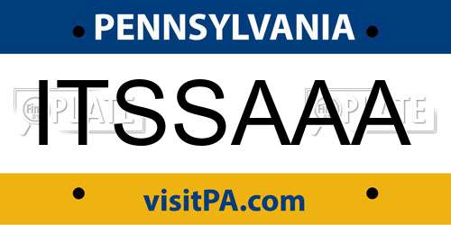 ITSSAAA Pennsylvania License Plate