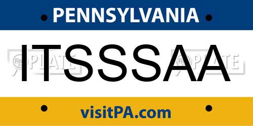 ITSSSAA Pennsylvania License Plate