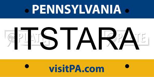 ITSTARA Pennsylvania License Plate