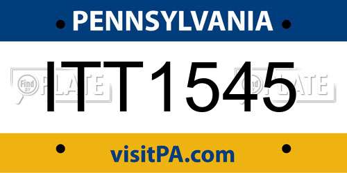 ITT1545 Pennsylvania License Plate