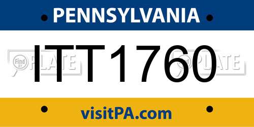 ITT1760 Pennsylvania License Plate