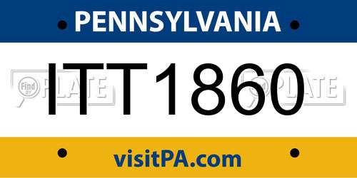 ITT1860 Pennsylvania License Plate