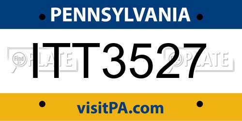 ITT3527 Pennsylvania License Plate