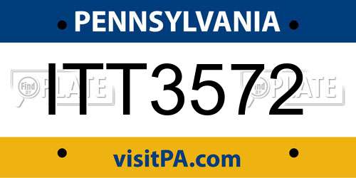 ITT3572 Pennsylvania License Plate