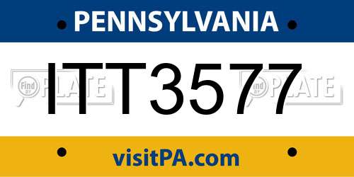 ITT3577 Pennsylvania License Plate