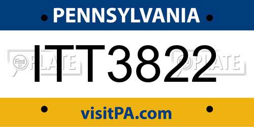 ITT3822 Pennsylvania License Plate