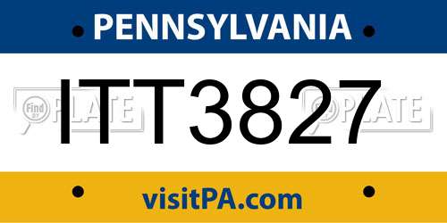 ITT3827 Pennsylvania License Plate