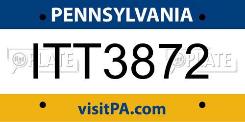 ITT3872 Pennsylvania License Plate