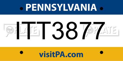 ITT3877 Pennsylvania License Plate