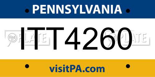 ITT4260 Pennsylvania License Plate
