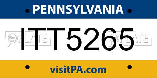 ITT5265 Pennsylvania License Plate