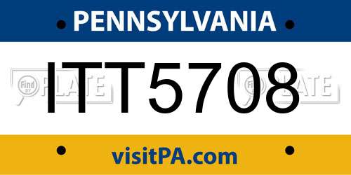 ITT5708 Pennsylvania License Plate