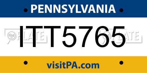 ITT5765 Pennsylvania License Plate