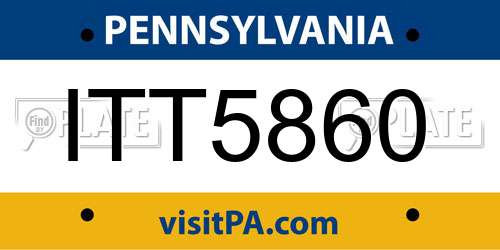 ITT5860 Pennsylvania License Plate