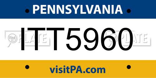 ITT5960 Pennsylvania License Plate