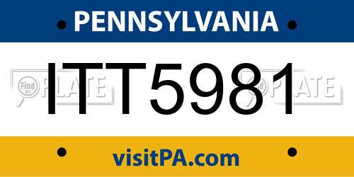 ITT5981 Pennsylvania License Plate