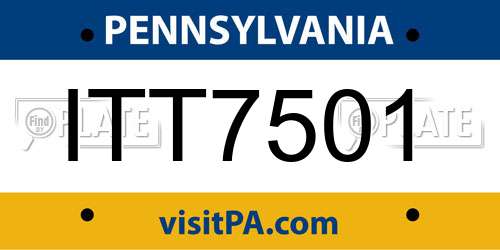 ITT7501 Pennsylvania License Plate