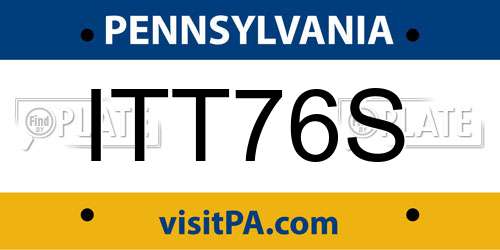 ITT76S Pennsylvania License Plate