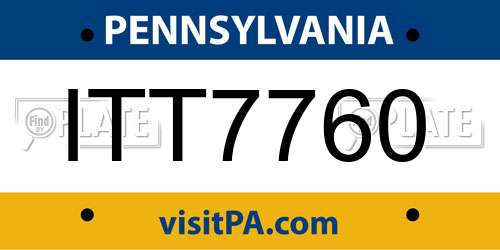 ITT7760 Pennsylvania License Plate