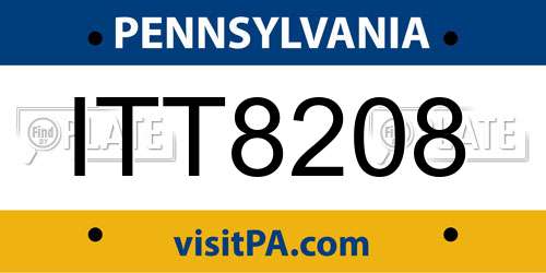 ITT8208 Pennsylvania License Plate