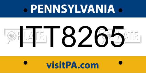 ITT8265 Pennsylvania License Plate