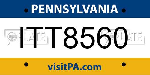 ITT8560 Pennsylvania License Plate