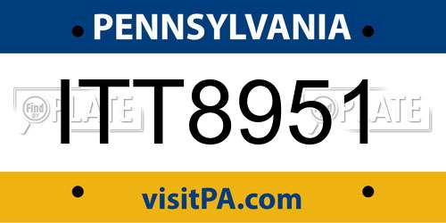 ITT8951 Pennsylvania License Plate