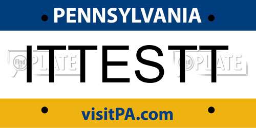 ITTESTT Pennsylvania License Plate