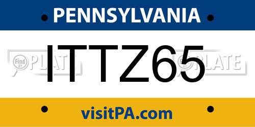 ITTZ65 Pennsylvania License Plate